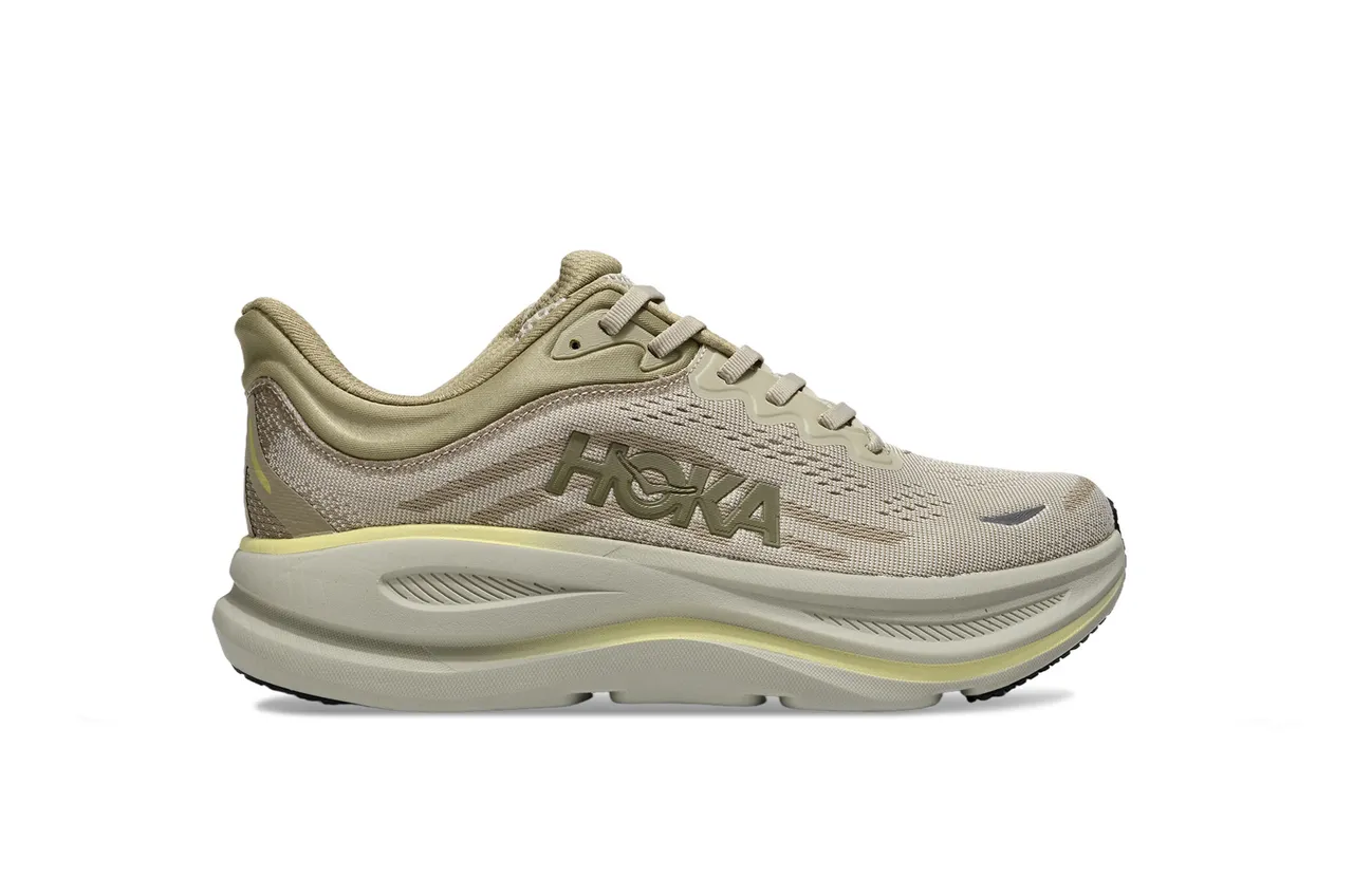 Hoka Chaussures de Running Beige Vert Tige en Tricot Ingénierie Semelle d'Amorti Épaisse 2