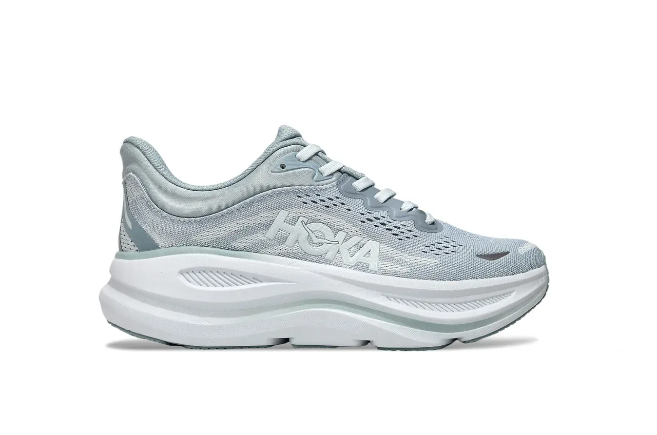 Hoka Azul Branco Maximalist Cushioning Engineered Mesh Upper Tênis de Corrida 7