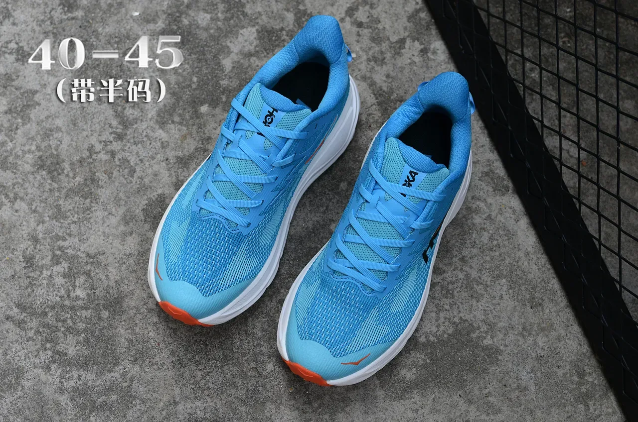 Hoka Clifton Chaussures de course Bleu clair et orange 4