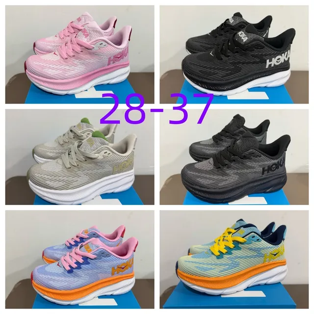 Hoka Clifton Pink White الجزء العلوي من الشبكة المصممة الحاجز اللوني التدريجي أحذية الجري 1
