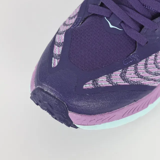 Hoka Clifton Purple Pink Knit Upper Rocker Sole Running Shoes 5