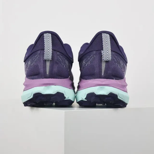 Hoka Clifton Purple Pink Knit Upper Rocker Sole Running Shoes 8