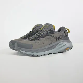 Hoka رمادي أصفر منخفض الارتفاع Trail Silhouette جلد وشبكة أحذية جري