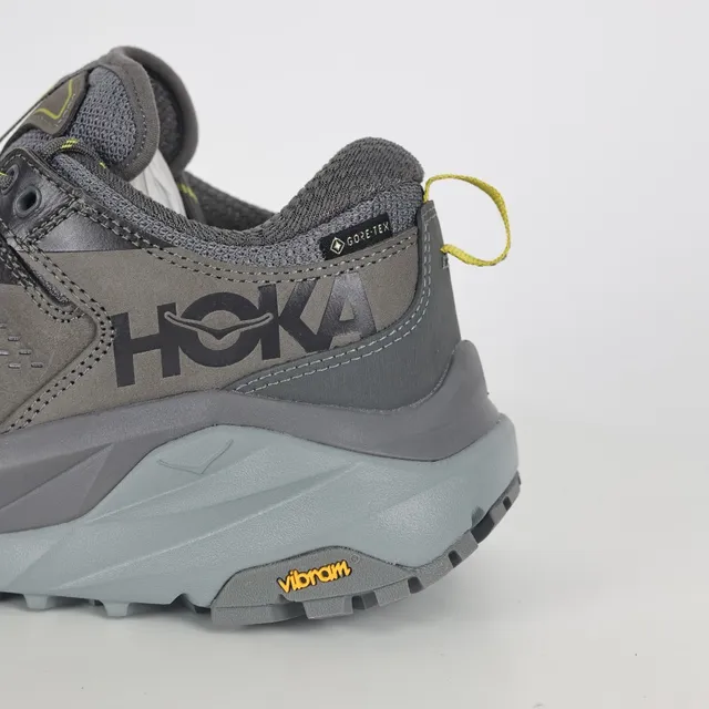 Hoka Cinza Amarelo Low-Top Trail Silhouette Suede e Malha Superior Tênis de Corrida 4