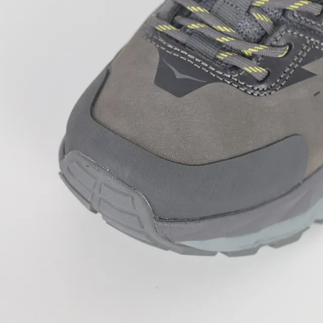 Hoka Cinza Amarelo Low-Top Trail Silhouette Suede e Malha Superior Tênis de Corrida 5