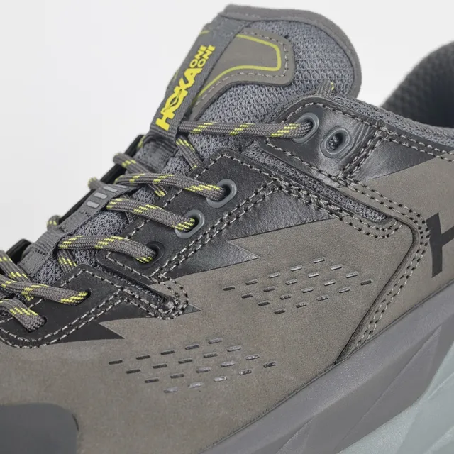 Hoka Cinza Amarelo Low-Top Trail Silhouette Suede e Malha Superior Tênis de Corrida 6