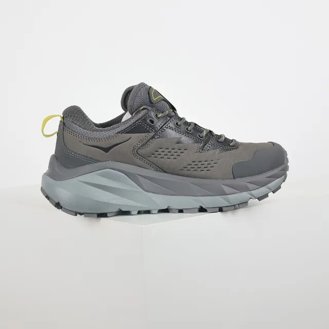 Hoka Cinza Amarelo Low-Top Trail Silhouette Suede e Malha Superior Tênis de Corrida 7