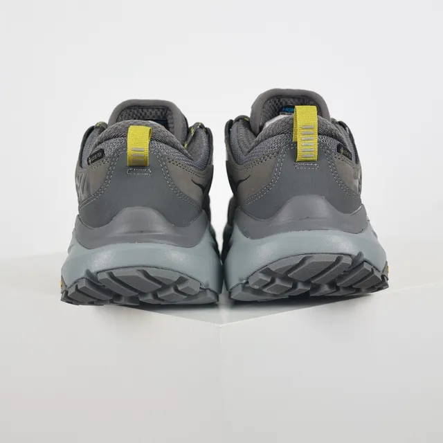 Hoka Cinza Amarelo Low-Top Trail Silhouette Suede e Malha Superior Tênis de Corrida 8