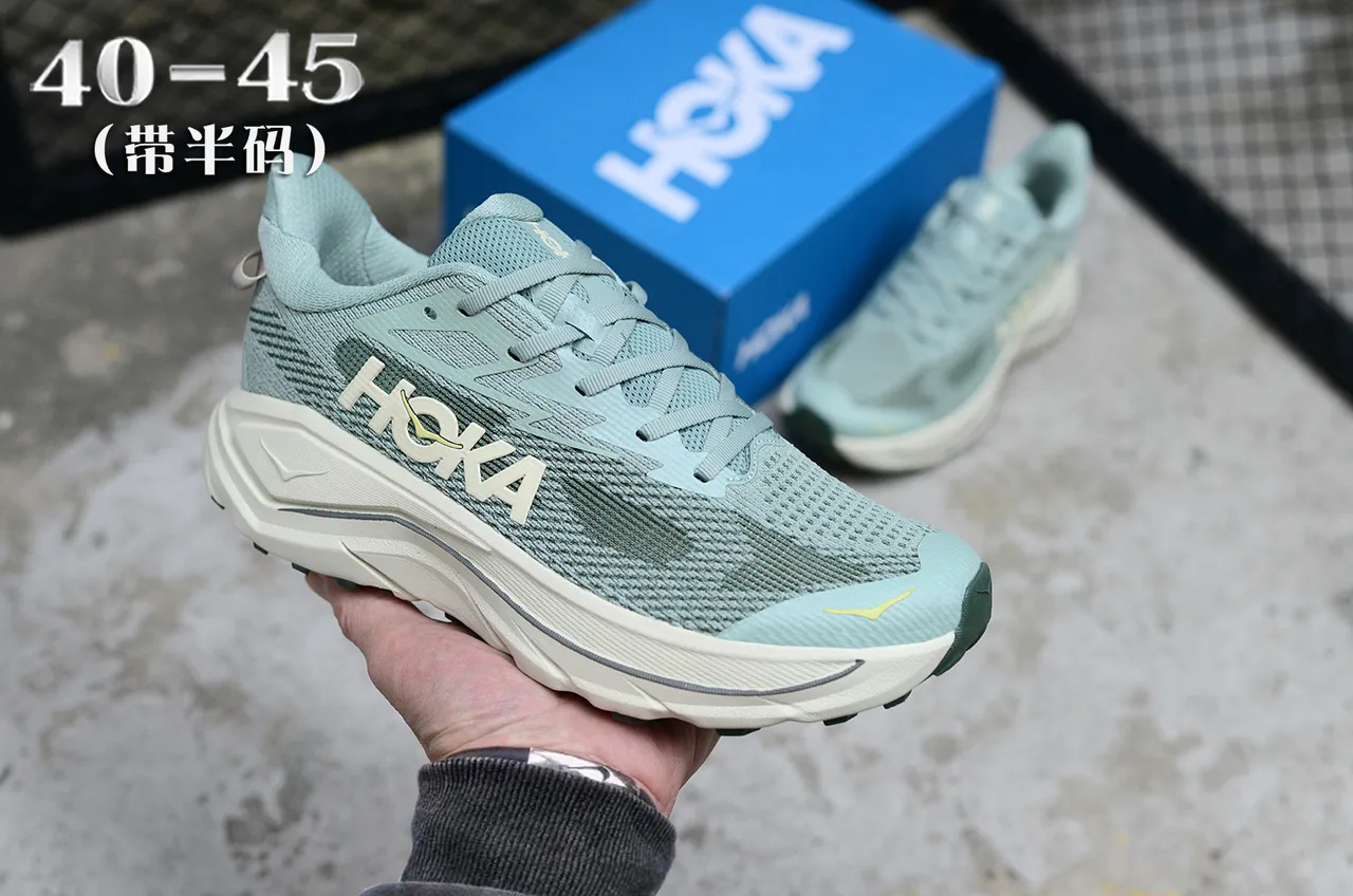 Hoka Verde Branco Upper Knit Ingenieril Oversized Cushioned Midsole Tênis de Running 3