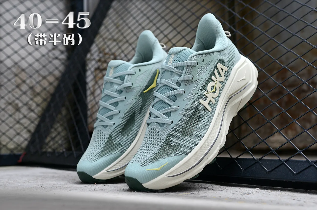 Hoka Verde Branco Upper Knit Ingenieril Oversized Cushioned Midsole Tênis de Running 5