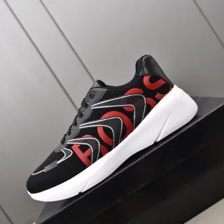 Hugo Boss Black Red Mesh Upper Bold Logo Print Lifestyle Sneakers