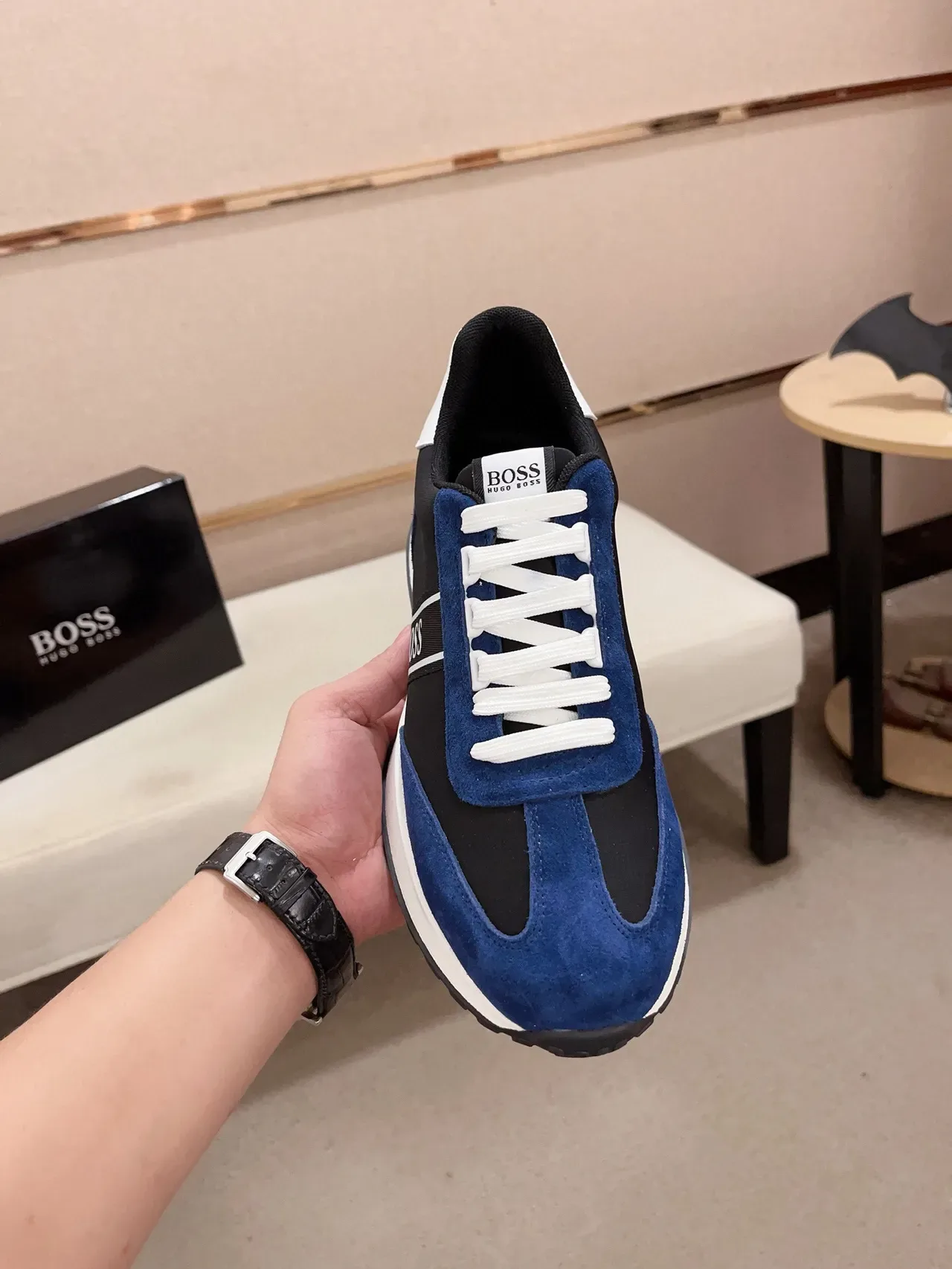 Hugo Boss Blue and Black Suede Lifestyle Sneakers 2
