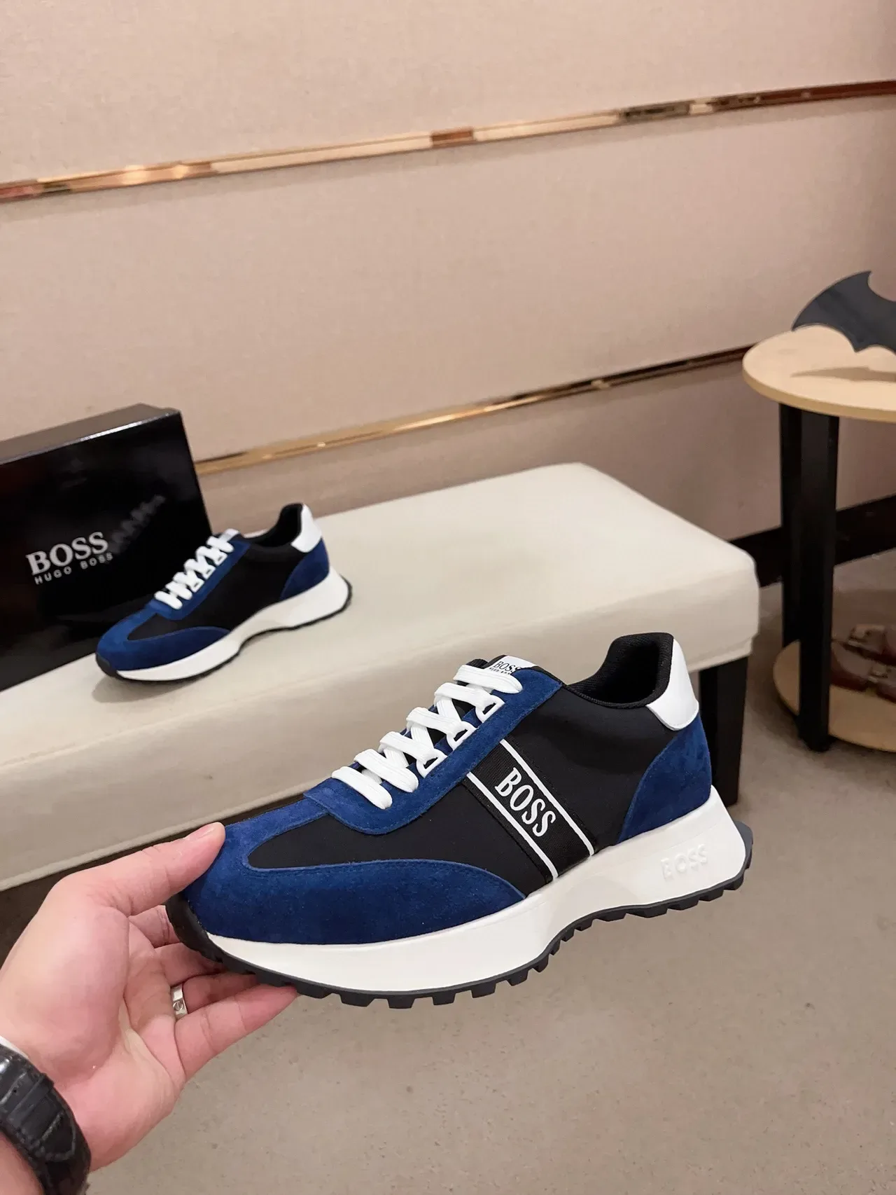 Hugo Boss Blue and Black Suede Lifestyle Sneakers 3