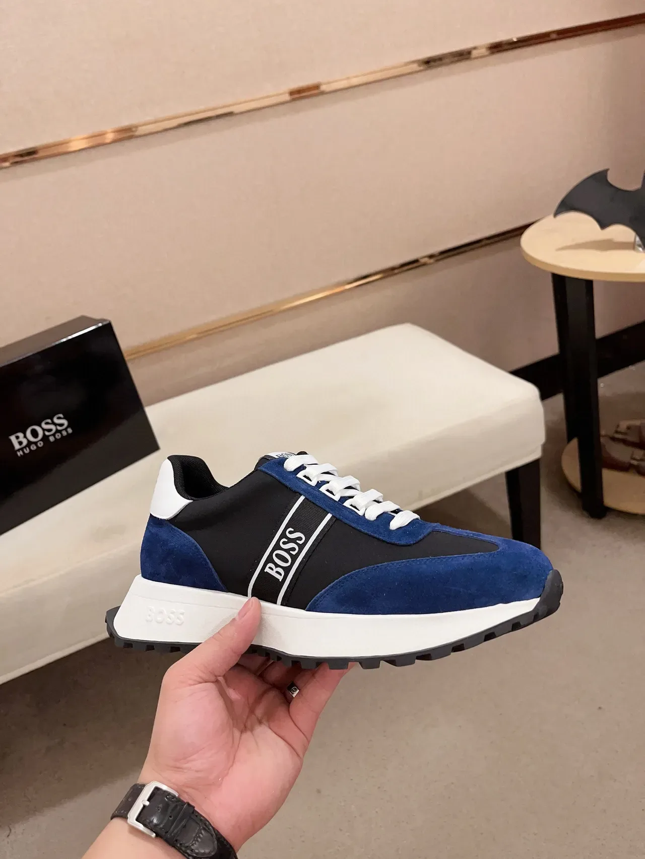Hugo Boss Blue and Black Suede Lifestyle Sneakers 4