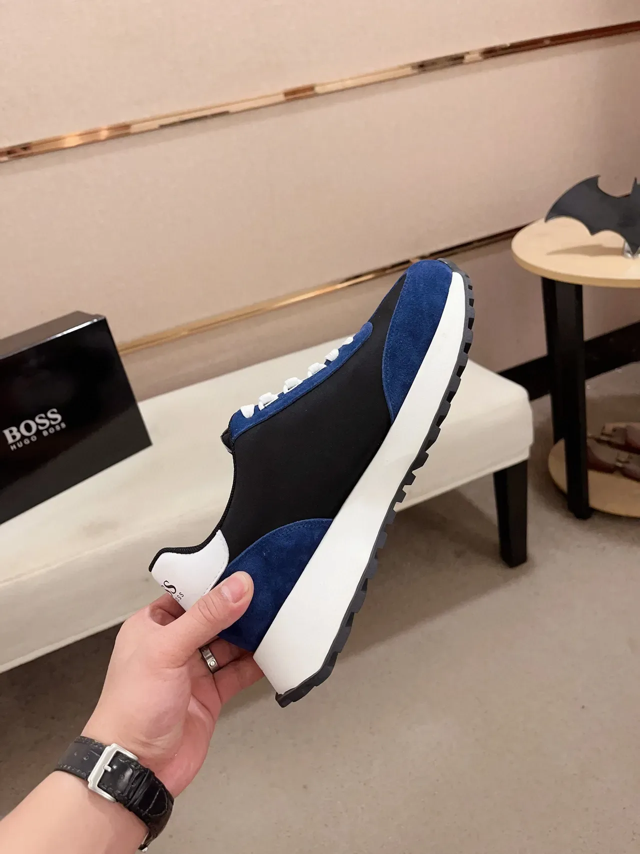 Hugo Boss Blue and Black Suede Lifestyle Sneakers 5