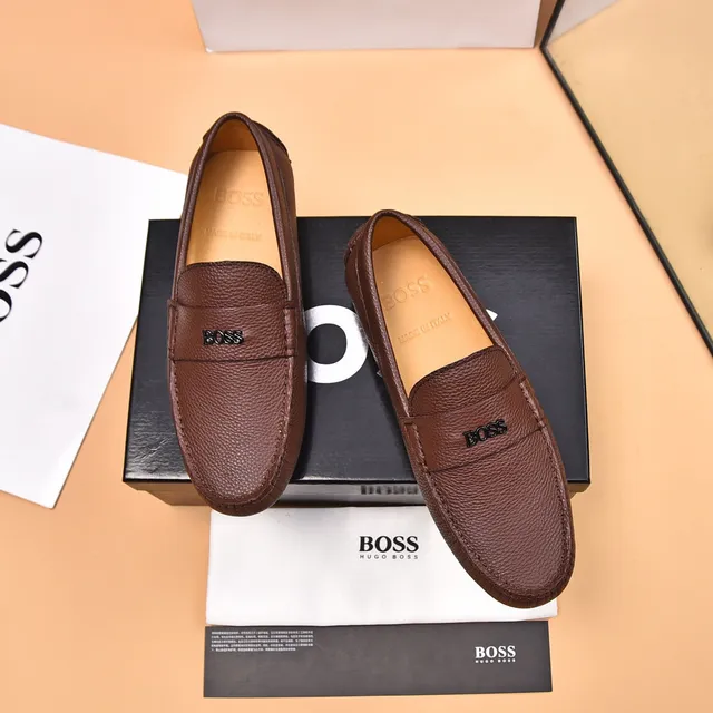 Hugo Boss Loafer en cuir marron beige texturé 2