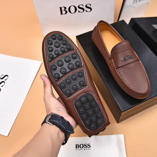 Hugo Boss Loafer en cuir marron beige texturé 7