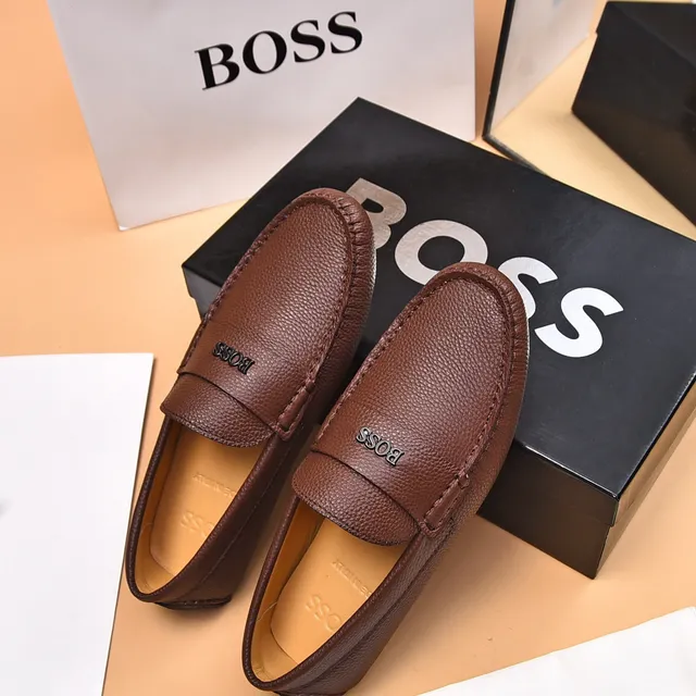 Hugo Boss Loafer en cuir marron beige texturé 8