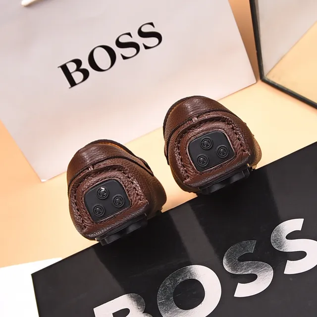 Hugo Boss Loafer en cuir marron beige texturé 9