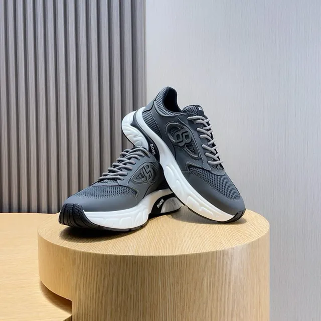 Hugo Boss Gris Blanc Semelle intermédiaire Matière maille et synthétique Chaussures Chunky 4