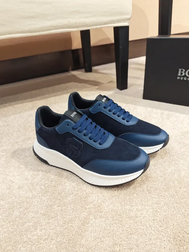 Hugo Boss Lifestyle Sneaker Navy Blue Suede and Leather Low-Top Sneaker 4