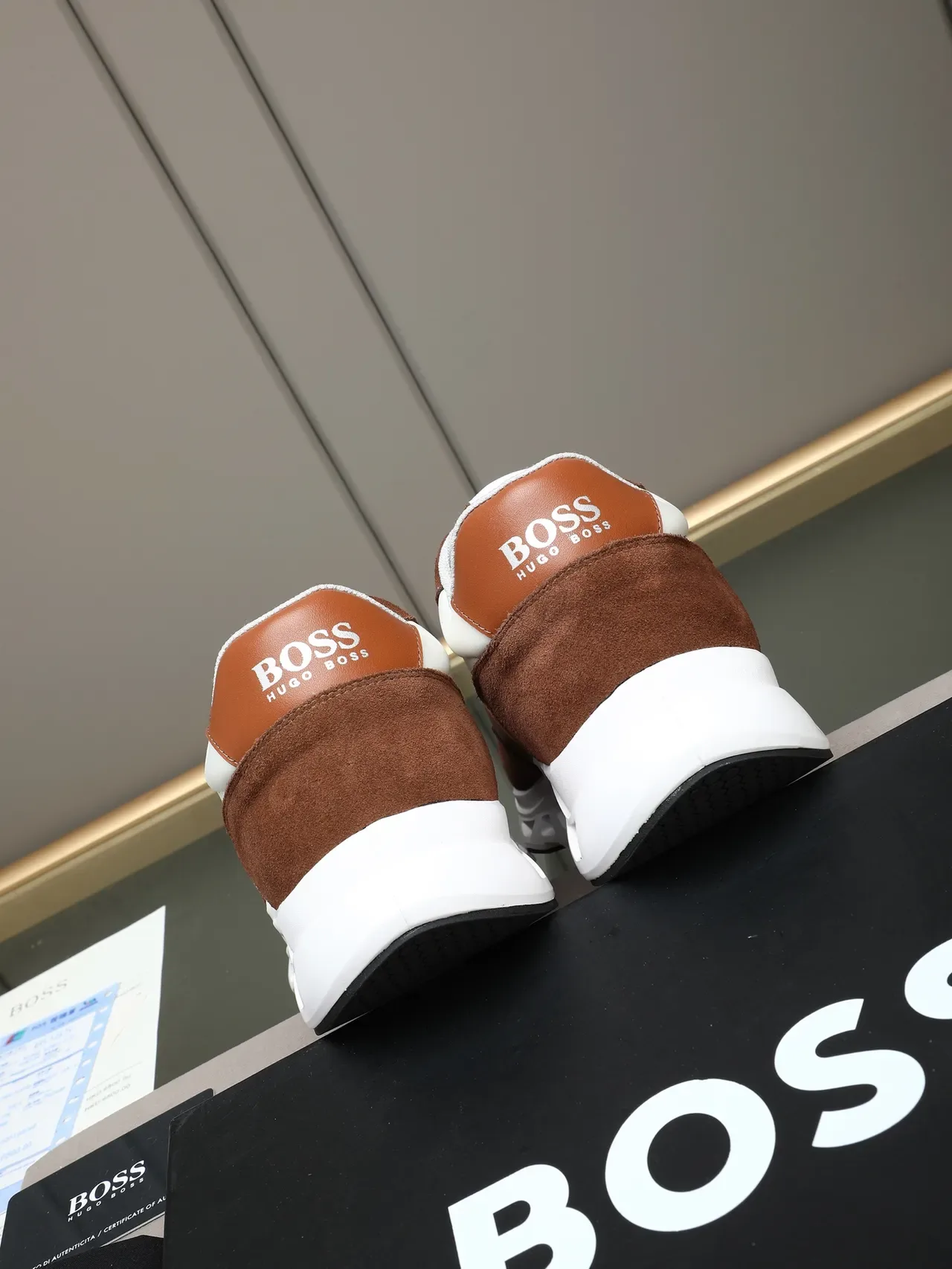 Hugo Boss Lifestyle Sneaker White and Brown Suede Leather Panel Sneakers 3