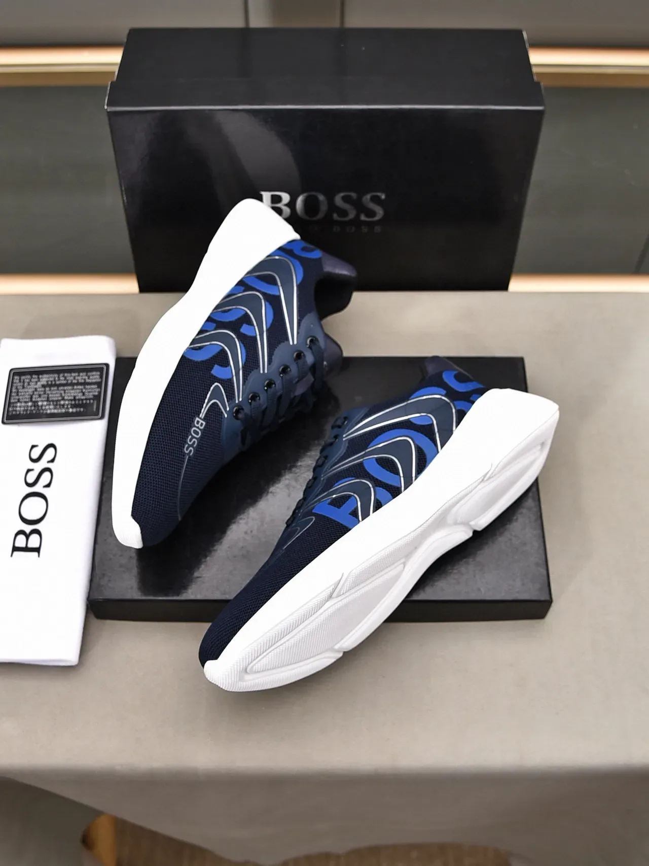 Hugo Boss Navy and Blue Graphic Logo Lifestyle Sneakers 3