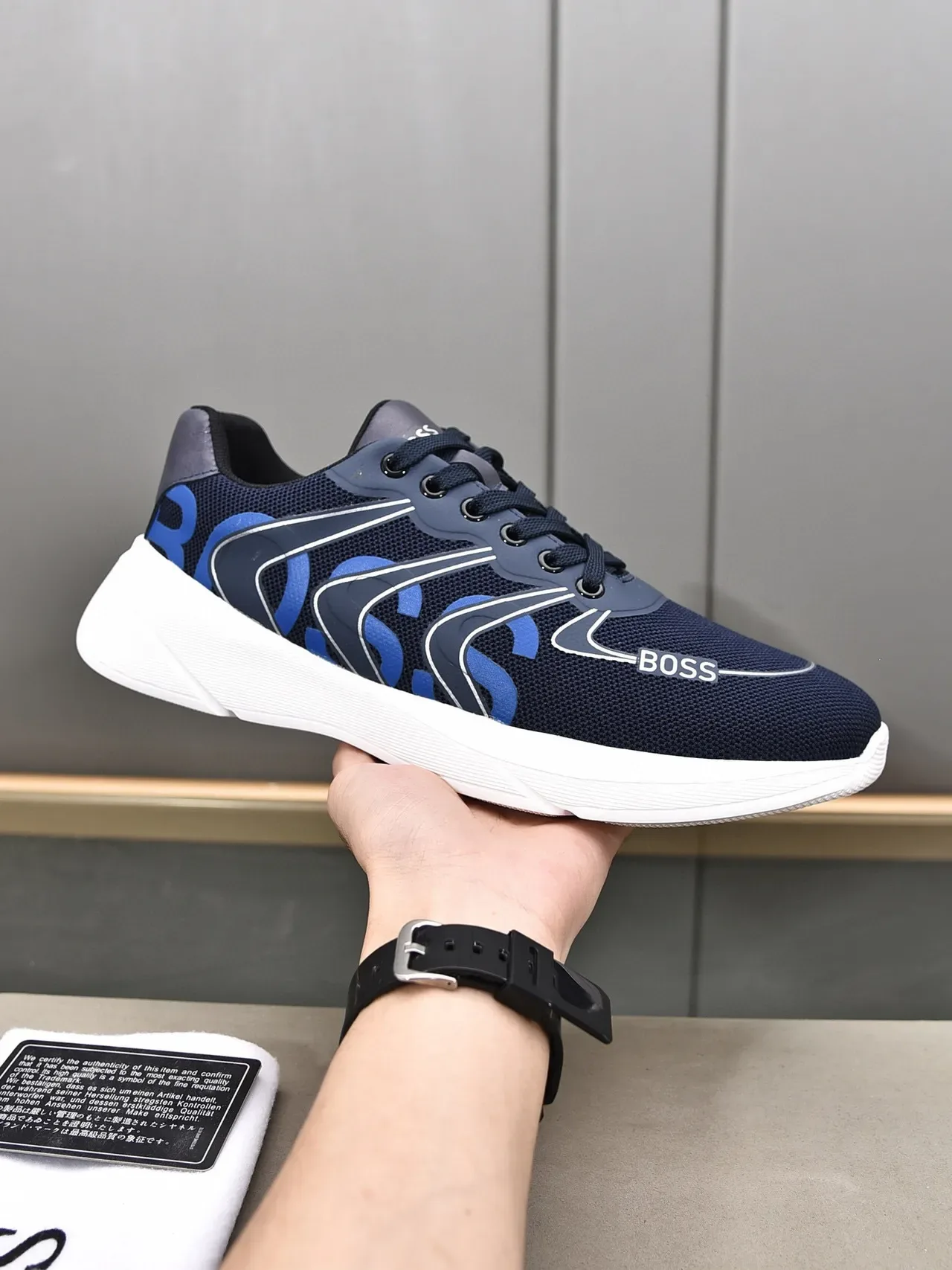 Hugo Boss Navy and Blue Graphic Logo Lifestyle Sneakers 8