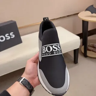 Hugo Boss Speed Black Gray Slip-On Elastic Strap Lifestyle Sneakers