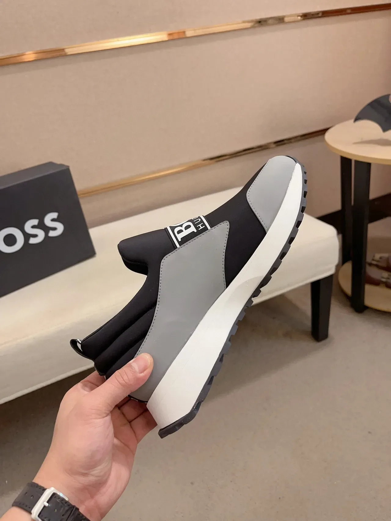 Hugo Boss Speed Black Gray Slip-On Elastic Strap Lifestyle Sneakers 5