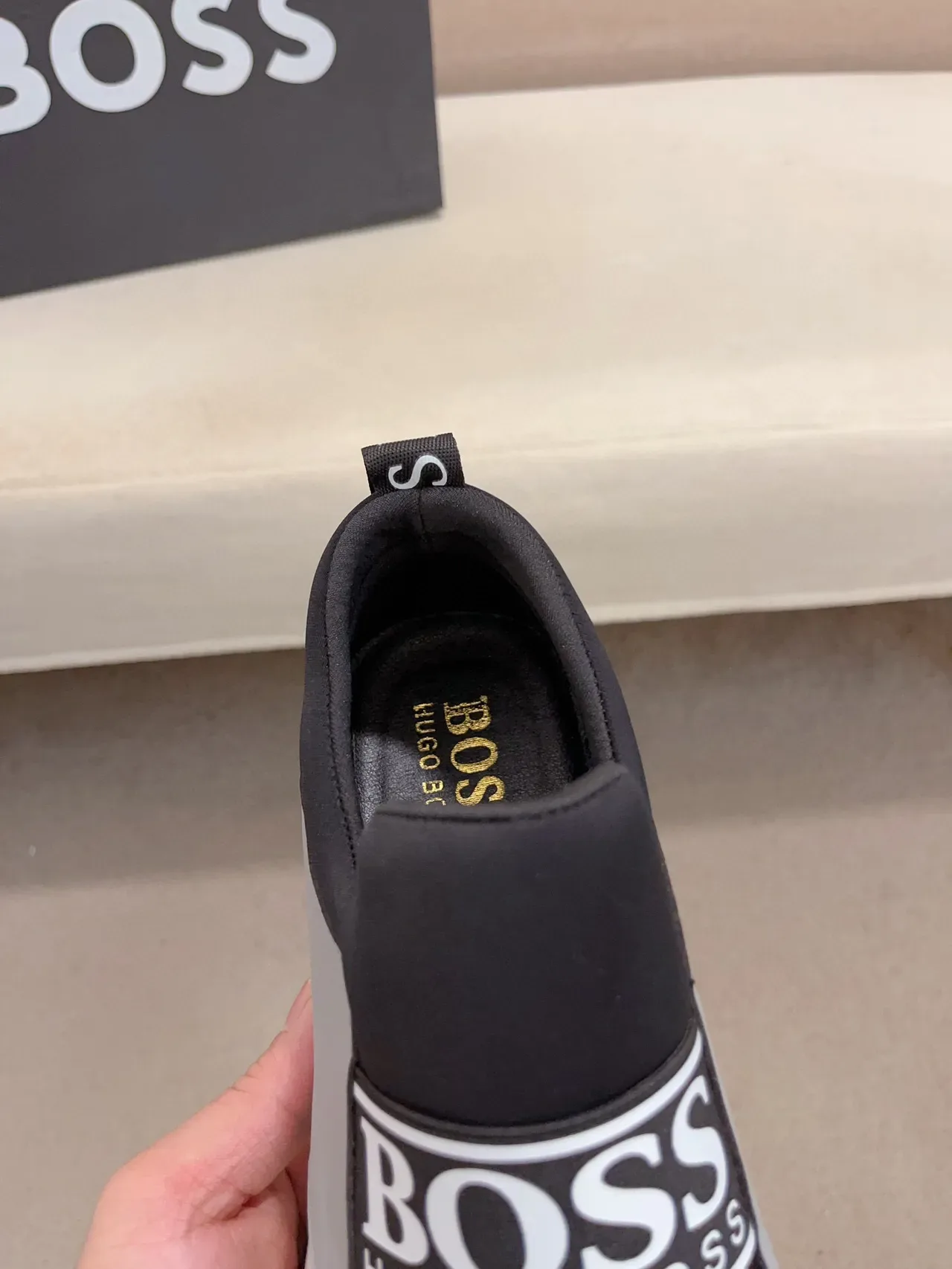 Hugo Boss Speed Black Gray Slip-On Elastic Strap Lifestyle Sneakers 6