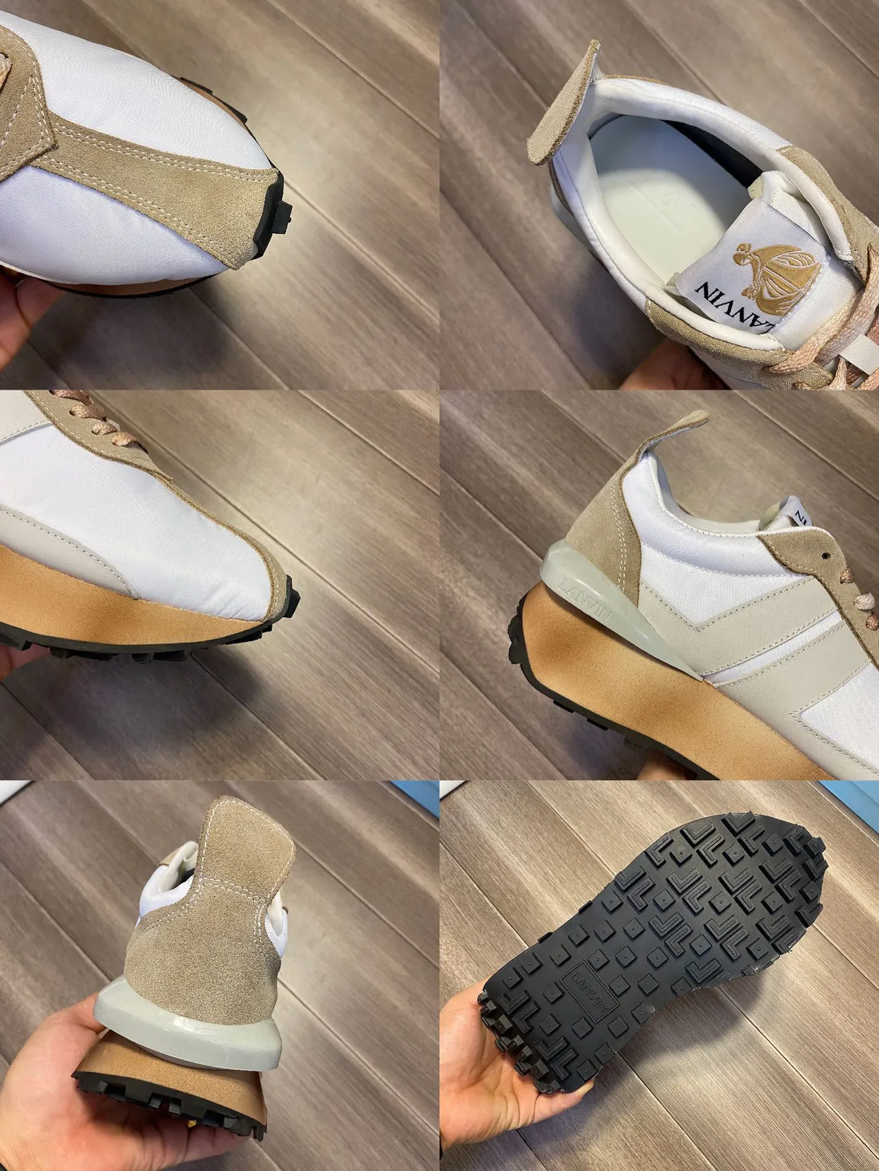 Lanvin Branco Bege Camadas E Superposições de Suede Superior Tênis Lifestyle 2