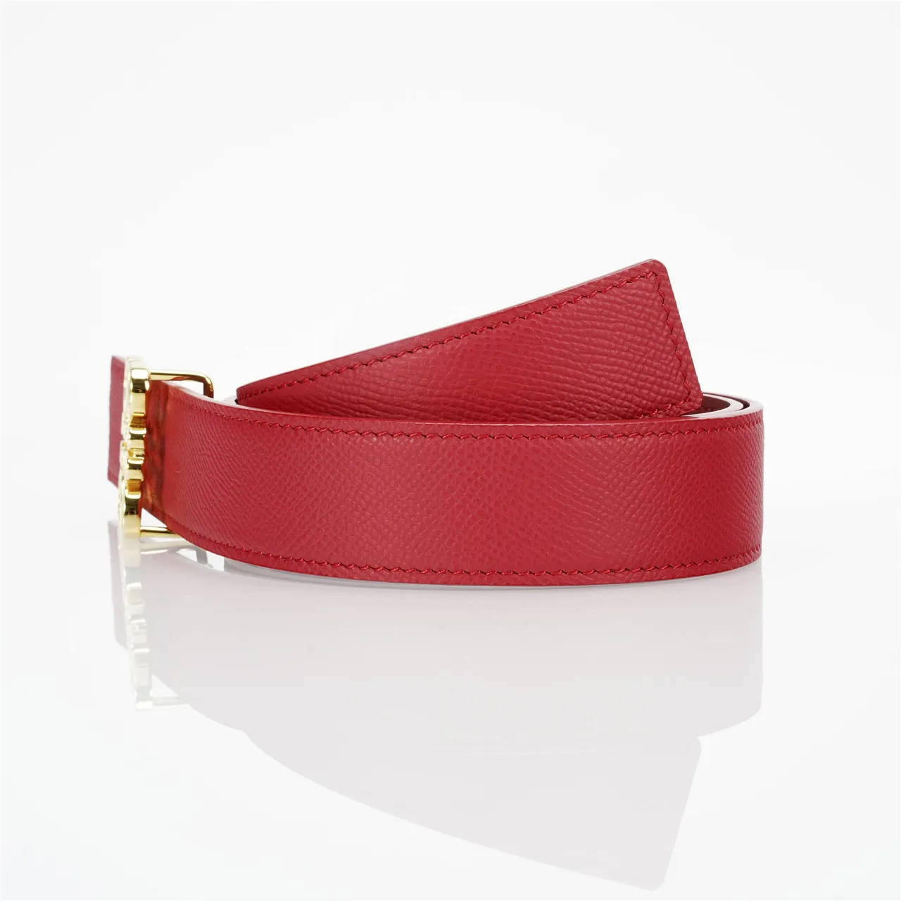 Loewe Anagram Belt Red Textured Leather Belt 3