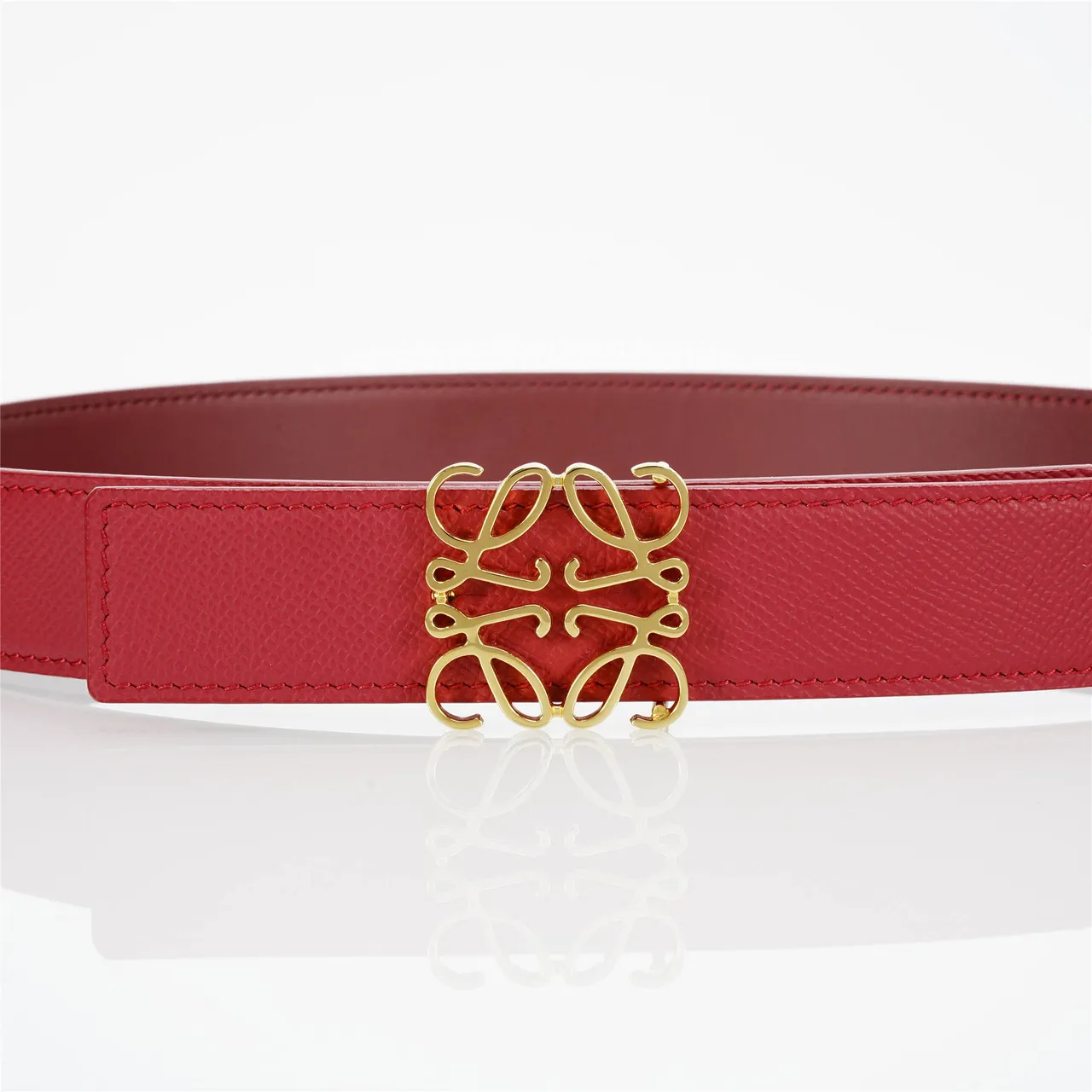 Loewe Anagram Belt Red Textured Leather Belt 8