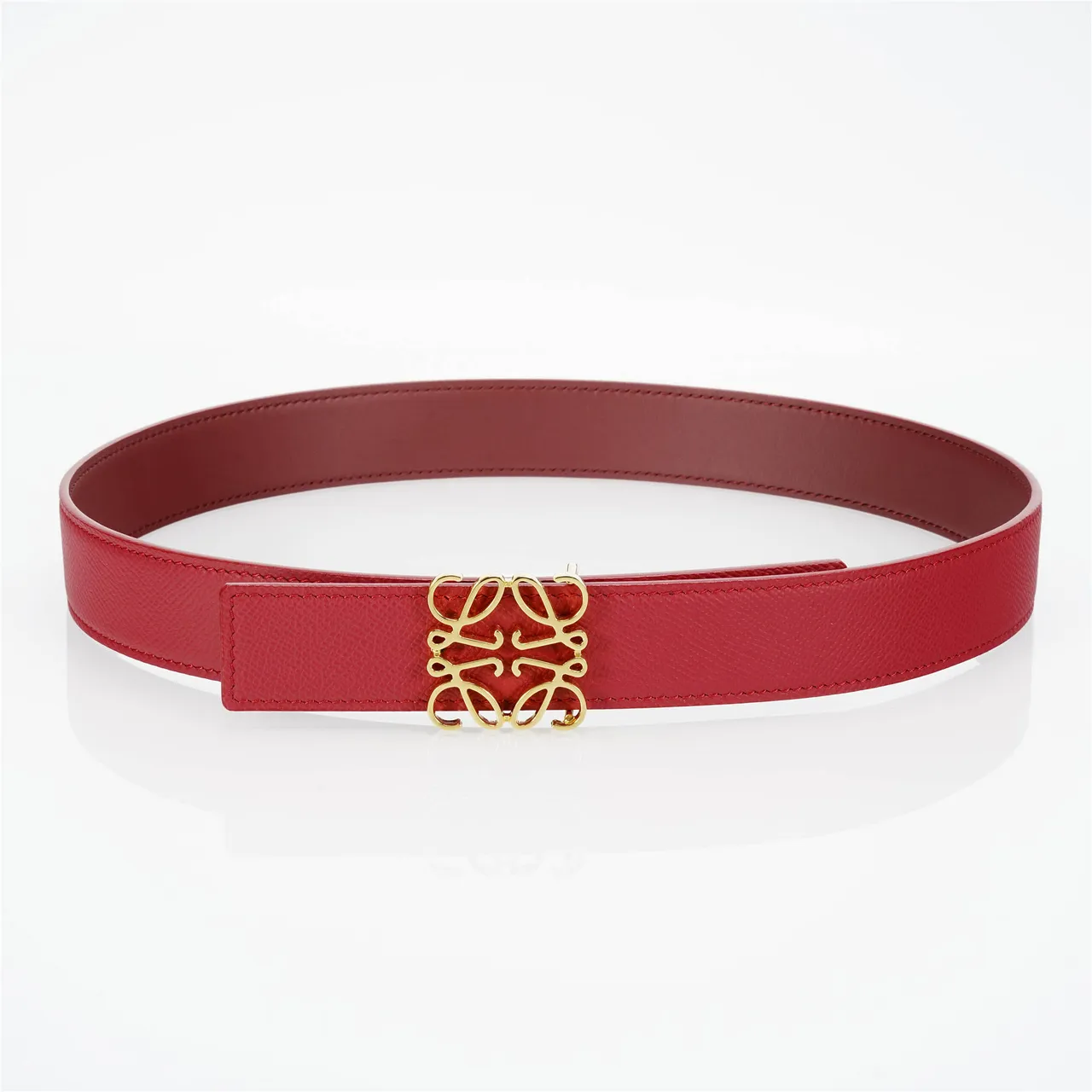 Loewe Anagram Belt Red Textured Leather Belt 9