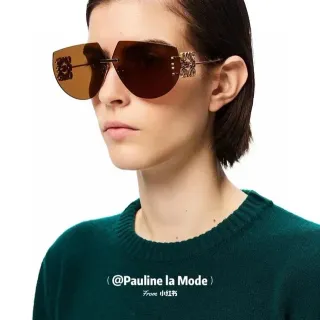 Loewe Anagram Brown Gold Rimless Shield-Shaped Gradient Lenses Sunglasses