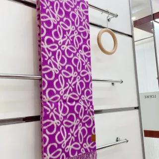 Loewe Anagram Jacquard Purple Cashmere Scarf