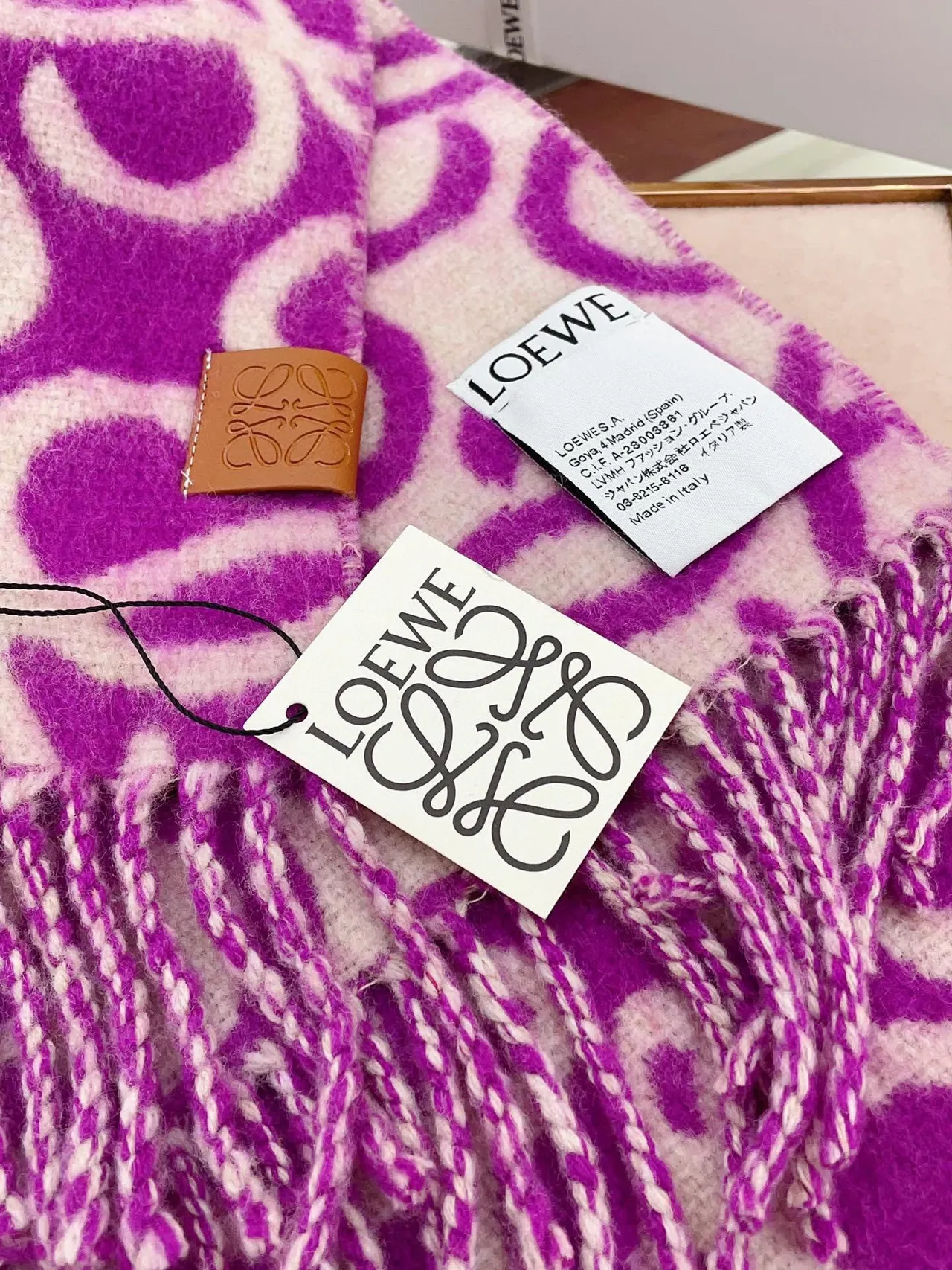 Loewe Anagram Jacquard Cachecol Cachemira Roxa 9