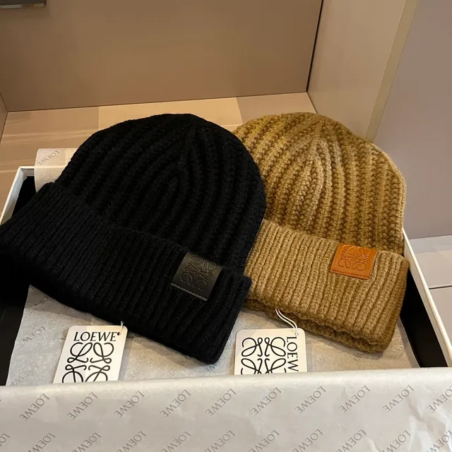 Loewe Anagram Patch Ribbed Knit Black Beanie 2