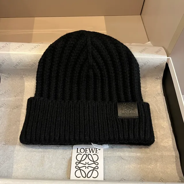 Loewe Anagram Patch Ribbed Knit Black Beanie 6