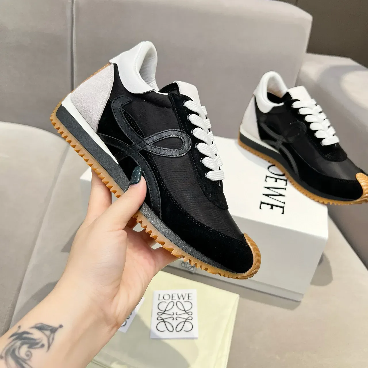 Loewe Flow Runner Black White Gum Lifestyle Sneakers 5