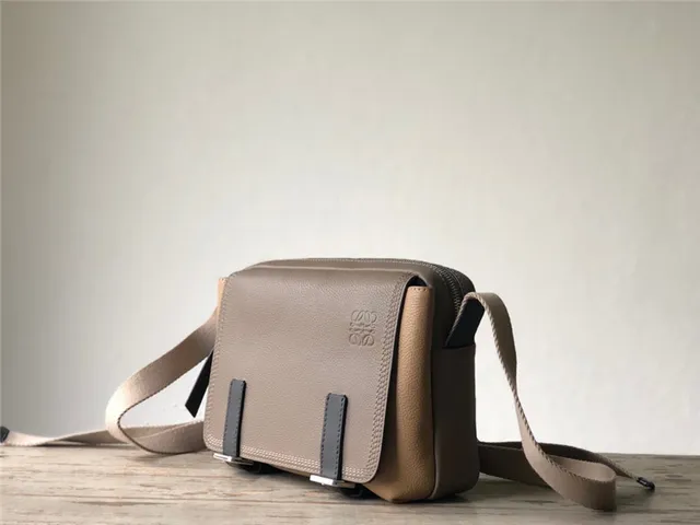 Loewe Puzzle Olive Gray and Beige Structured Crossbody Bag 9