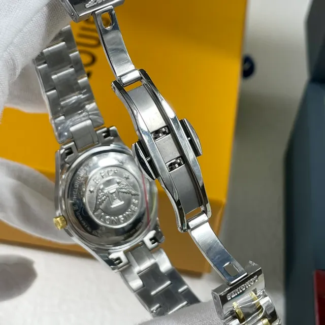 Longines Silver Gold Two-Tone Stainless Steel White Guilloché Dial Quartz Watch 3
