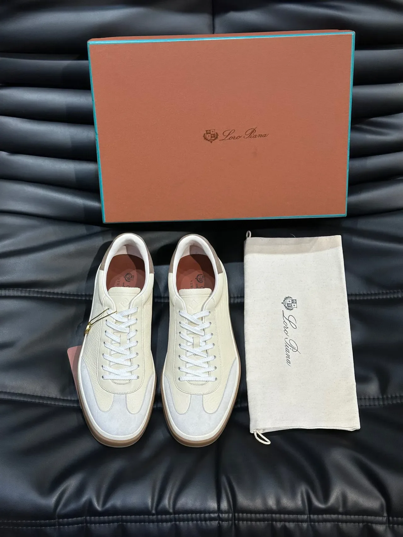 Loro Piana Minimalist Leather Paneled Gum-Sole Sneakers 3