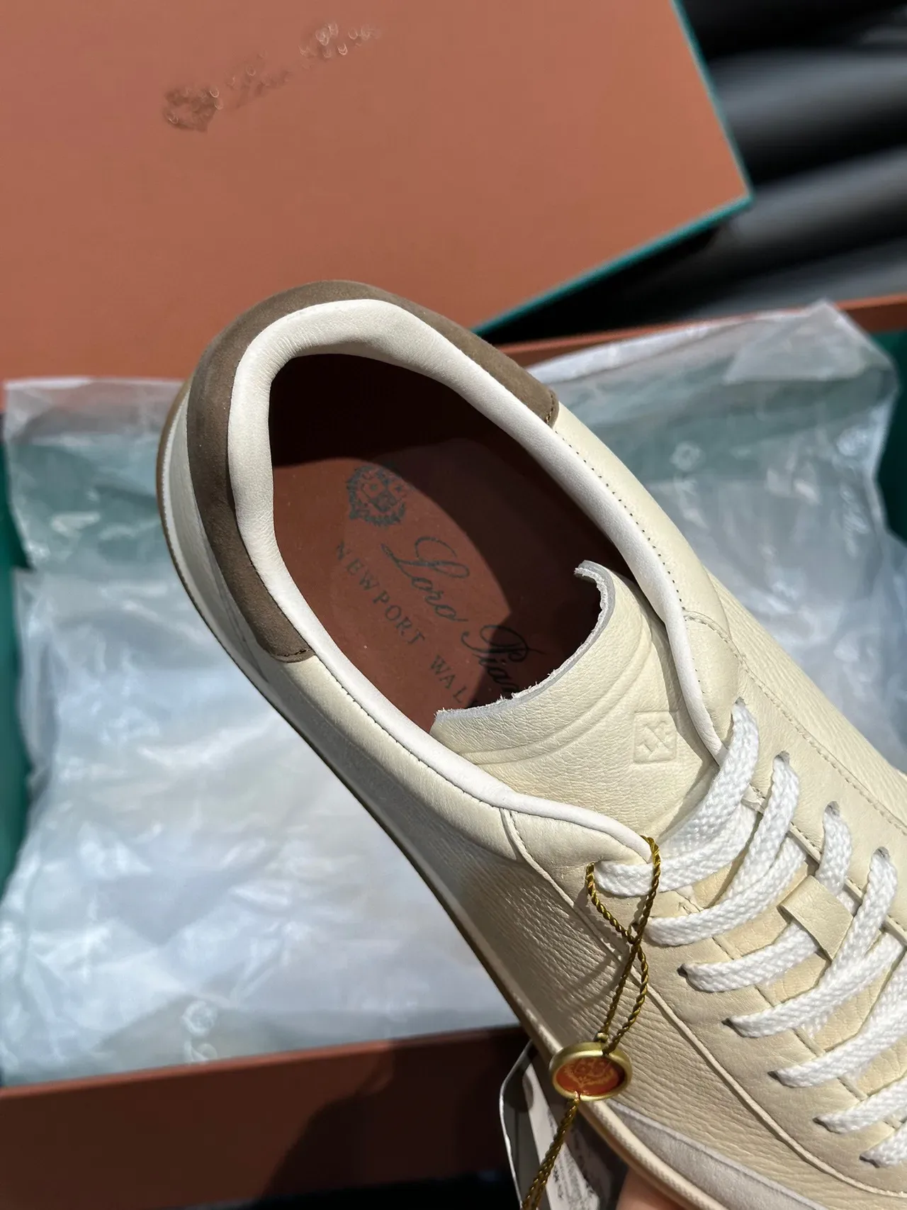 Loro Piana Minimalist Leather Paneled Gum-Sole Sneakers 8