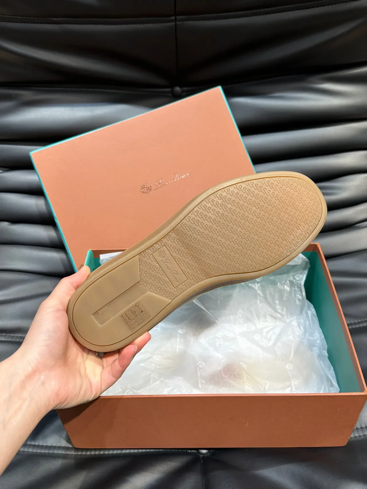 Loro Piana Minimalist Leather Paneled Gum-Sole Sneakers 9