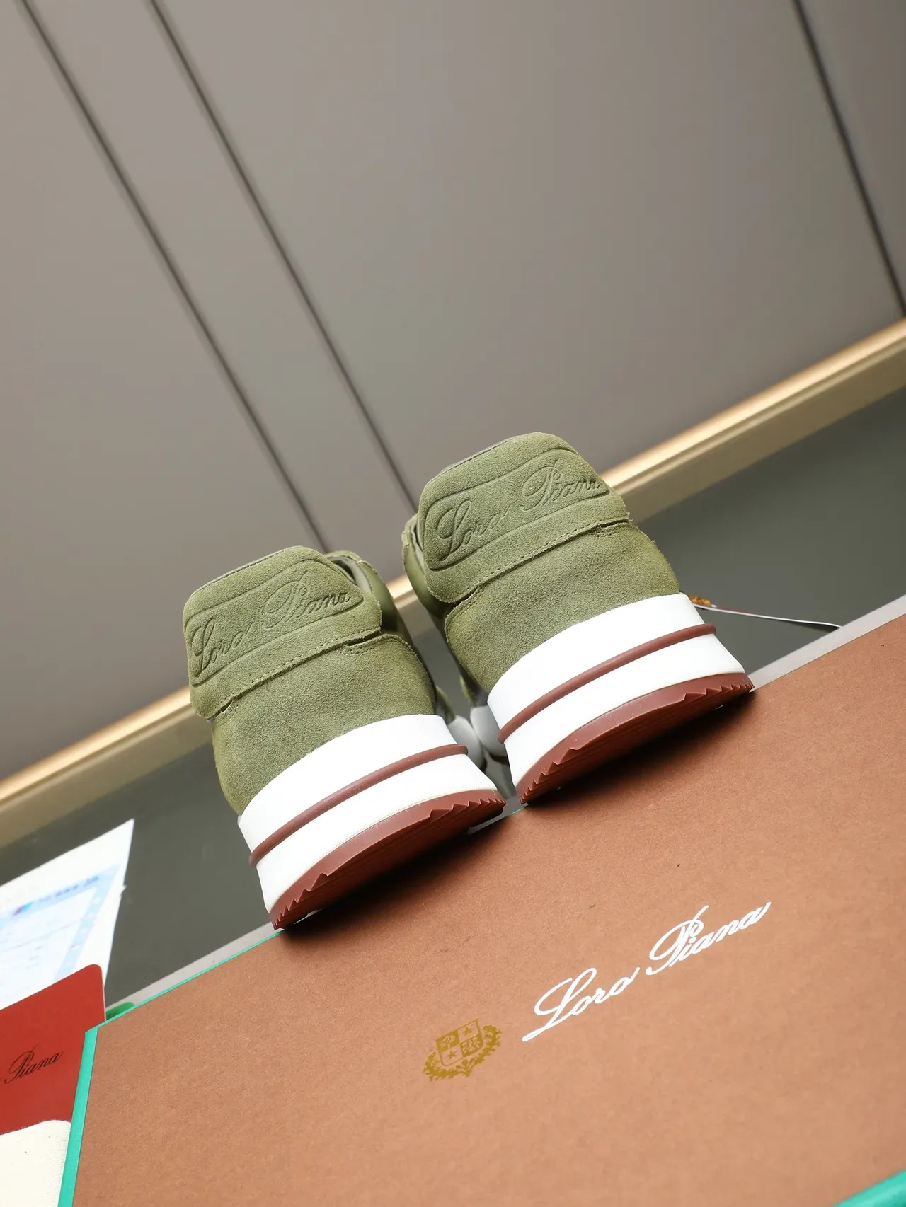 Loro Piana Olive Green Suede and Leather Lifestyle Sneaker 3
