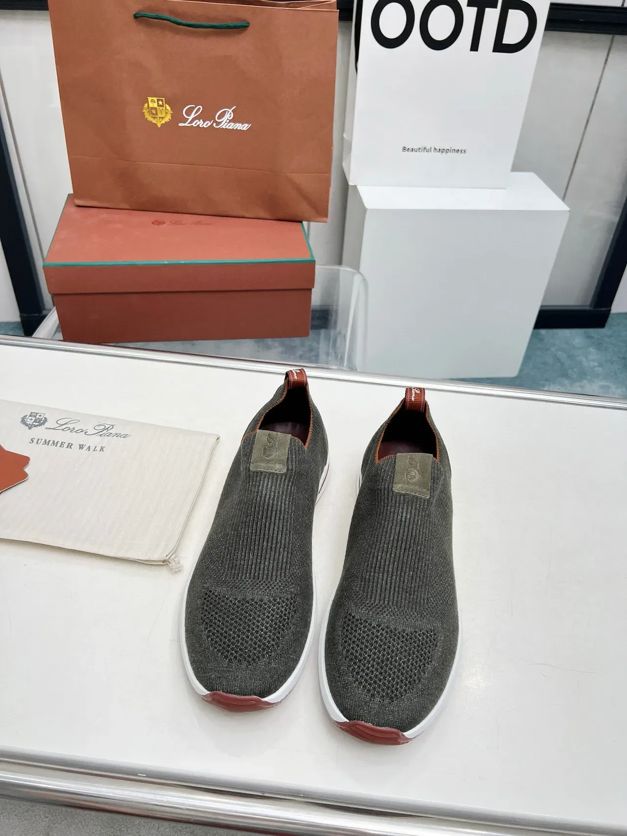 Loro Piana Summer Walk Chaussures lifestyle tricot vert olive à enfiler 5