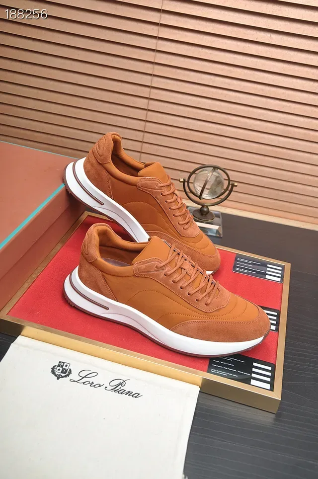 Loro Piana Chaussures Lifestyle en Daim et Cuir Tan 5
