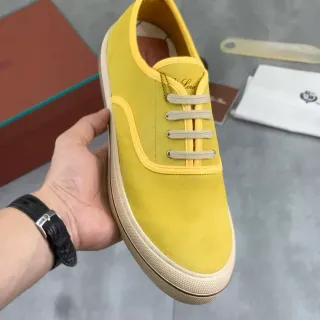 Loro Piana Yellow Beige Suede Upper Low-Top Lifestyle Sneakers